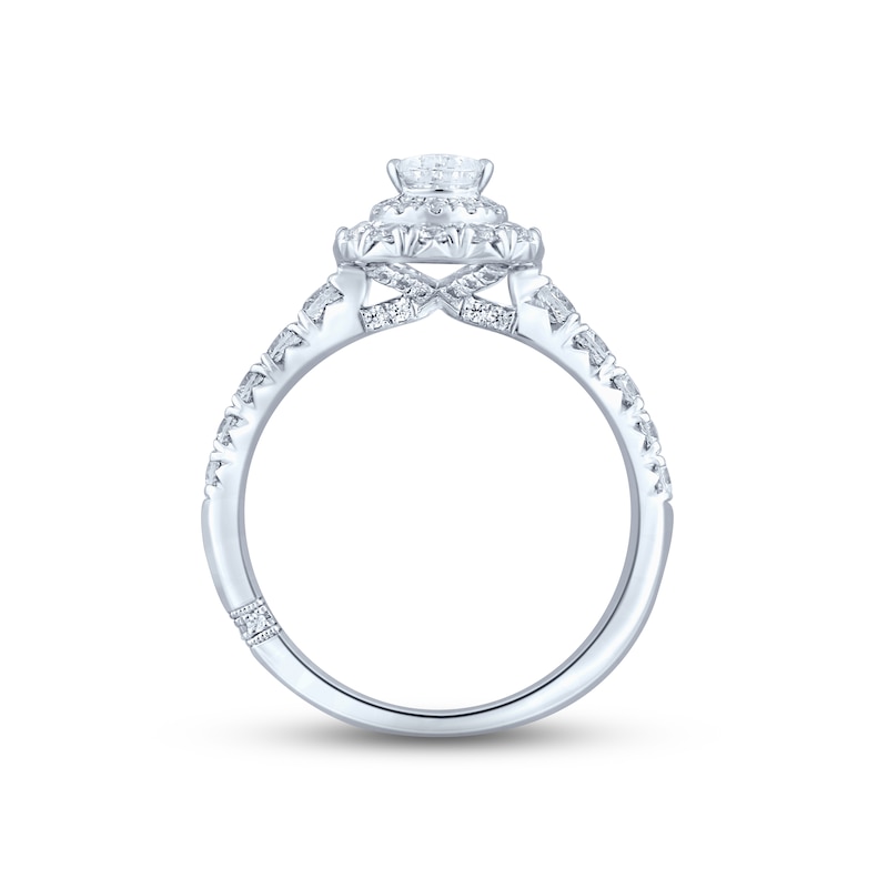 Main Image 4 of Monique Lhuillier Bliss Diamond Engagement Ring 1-1/4 ct tw Pear, Round & Baguette-cut 18K White Gold