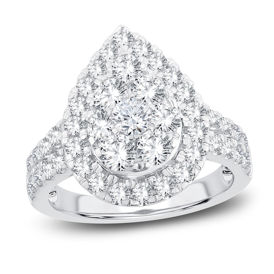 Multi-Diamond Engagement Ring 2 ct tw Round-cut 14K White Gold