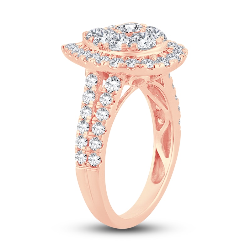 Multi-Diamond Engagement Ring 2 ct tw Round-cut 14K Rose Gold