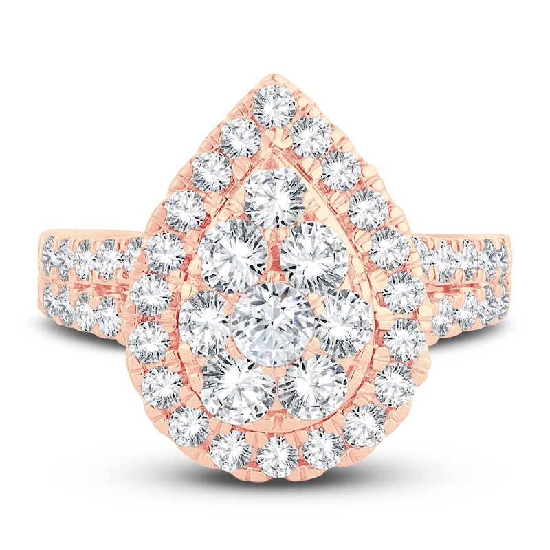 Multi-Diamond Engagement Ring 2 ct tw Round-cut 14K Rose Gold