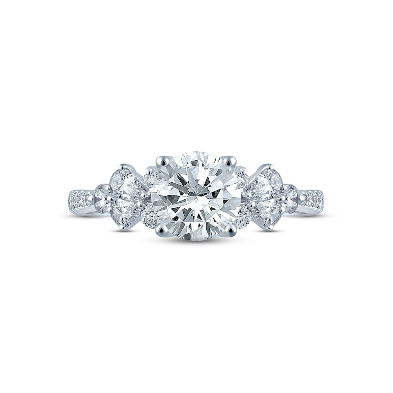 Monique Lhuillier Bliss Diamond Engagement Ring 2-1/8 ct tw Round & Pear-shaped 18K White Gold