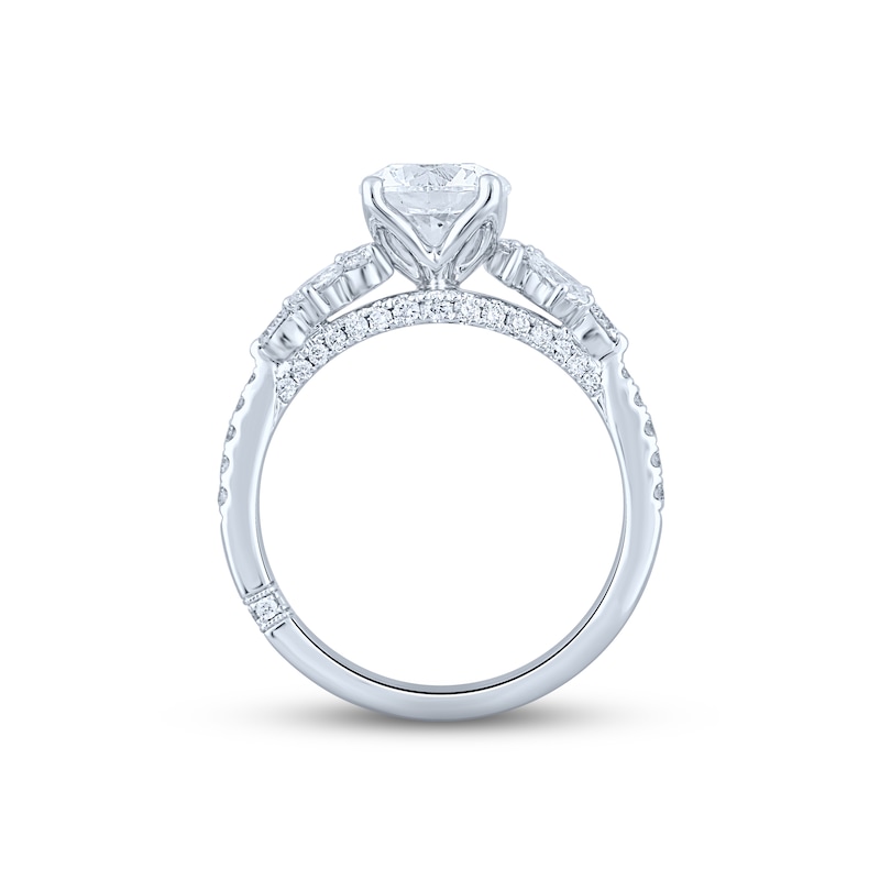 Monique Lhuillier Bliss Diamond Engagement Ring 2-1/8 ct tw Round & Pear-shaped 18K White Gold