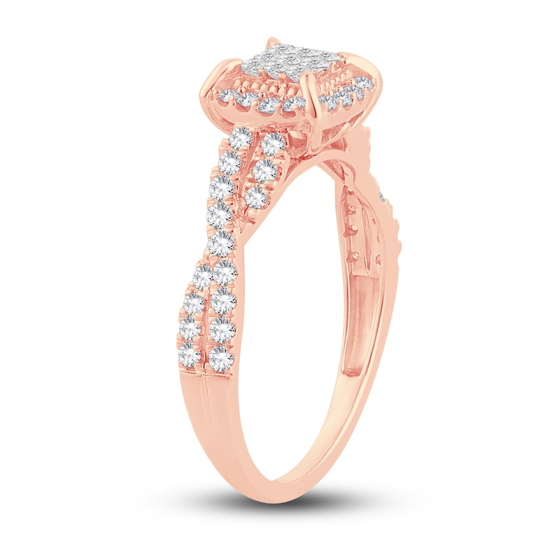 Main Image 2 of Now + Forever Multi-Diamond Engagement Ring 1/2 ct tw Princess & Round 14K Rose Gold
