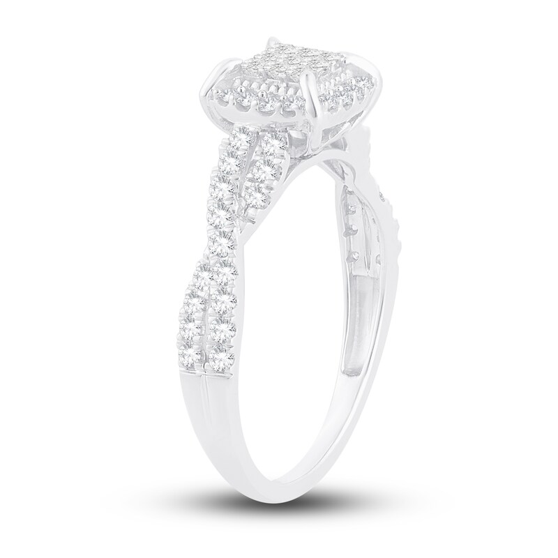 Main Image 2 of Now + Forever Multi-Diamond Engagement Ring 1/2 ct tw Princess & Round 14K White Gold