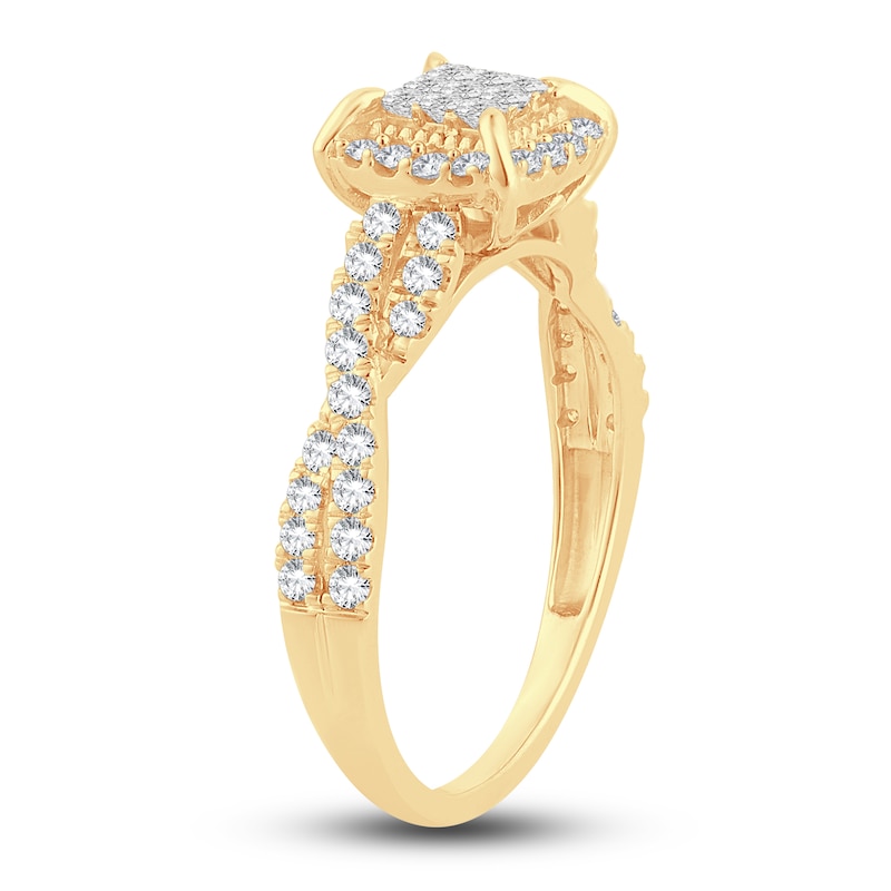 Main Image 2 of Now + Forever Multi-Diamond Engagement Ring 1/2 ct tw Princess & Round 14K Yellow Gold