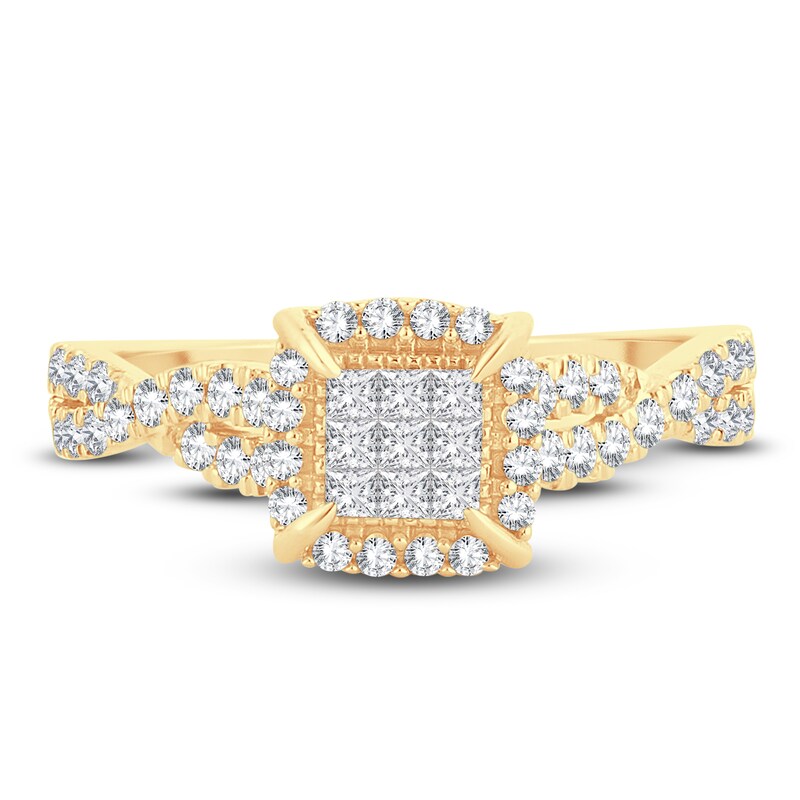 Main Image 3 of Now + Forever Multi-Diamond Engagement Ring 1/2 ct tw Princess & Round 14K Yellow Gold