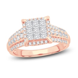 Now + Forever Multi-Diamond Engagement Ring 1 ct tw Princess & Round 14K Rose Gold