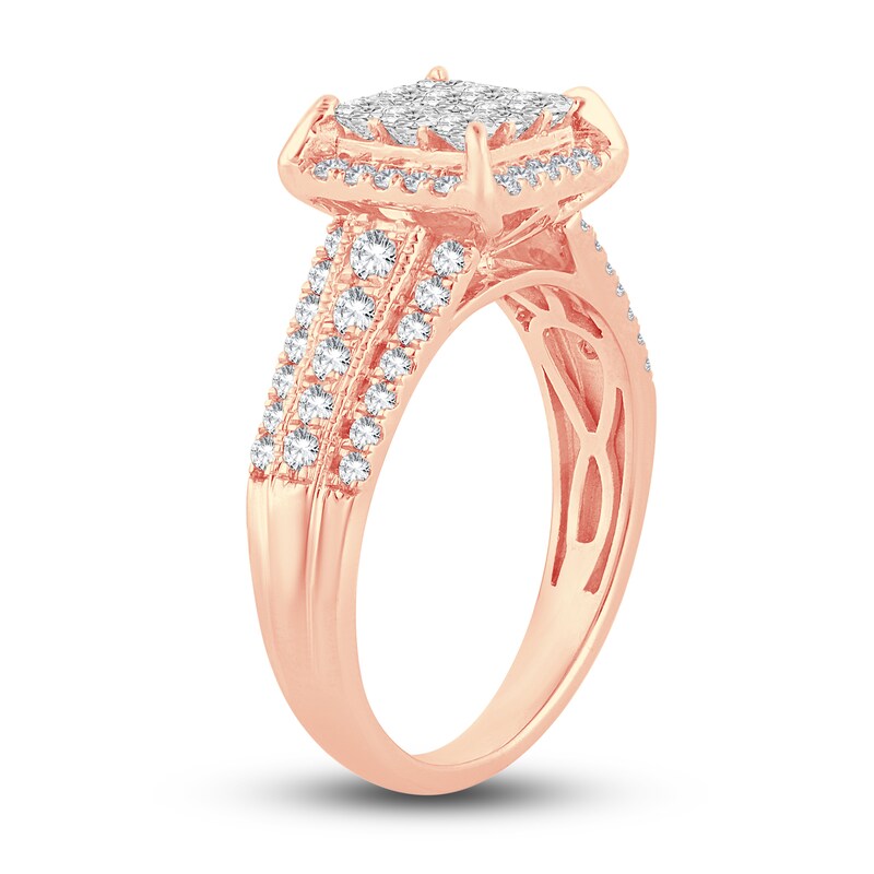 Multi-Diamond Engagement Ring 1 ct tw Princess & Round 14K Rose Gold