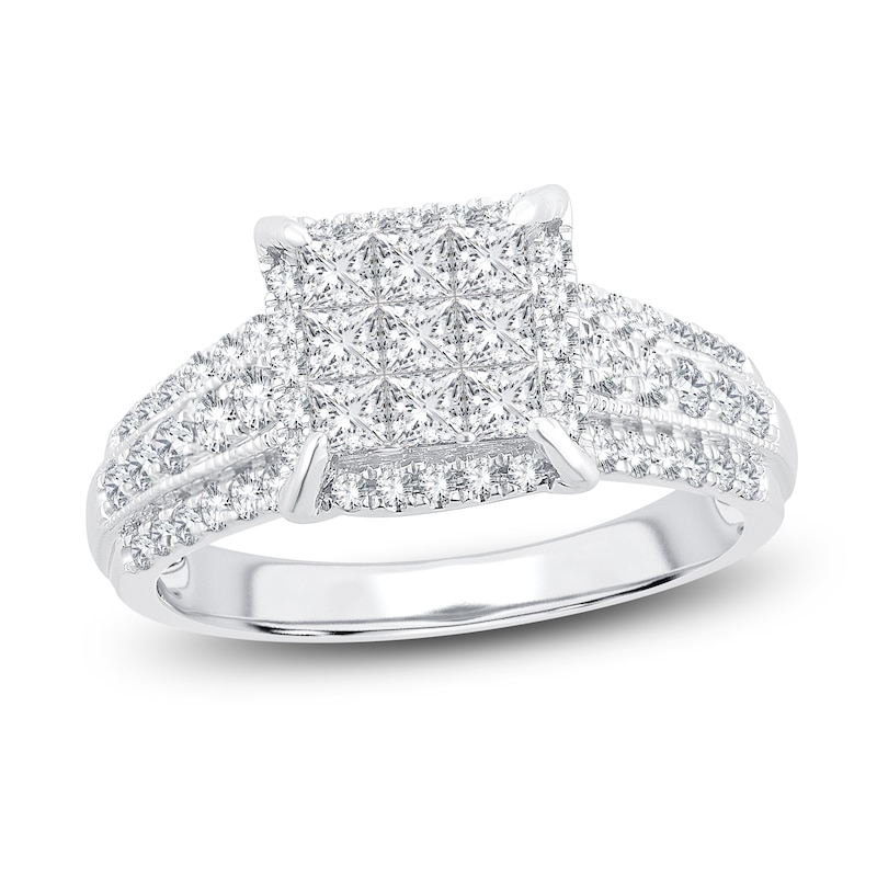 Main Image 1 of Now + Forever Multi-Diamond Engagement Ring 1 ct tw Princess & Round 14K White Gold