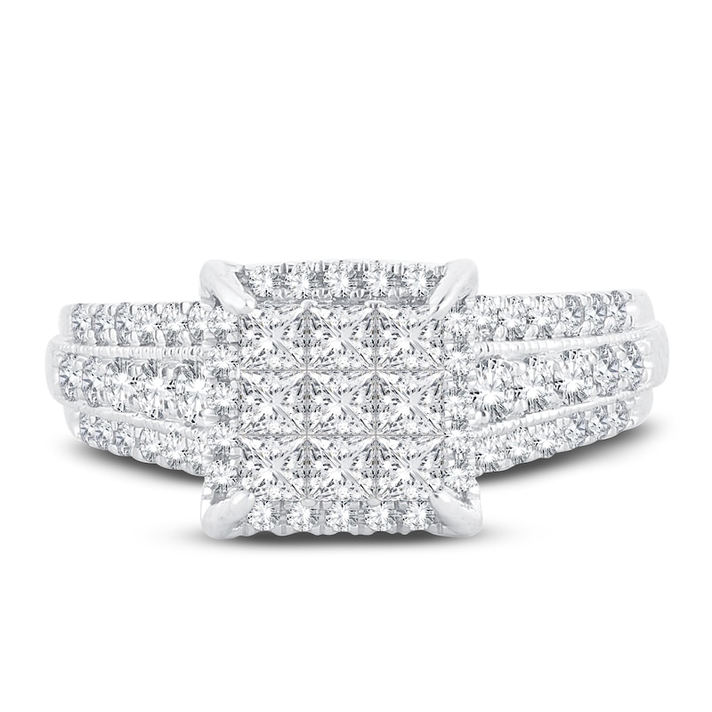 Main Image 3 of Now + Forever Multi-Diamond Engagement Ring 1 ct tw Princess & Round 14K White Gold