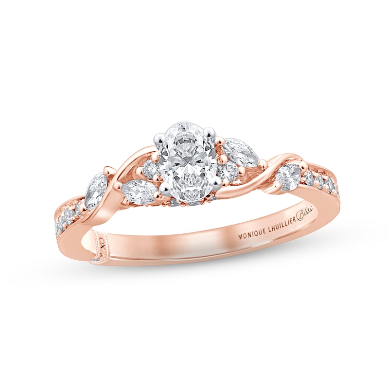 Main Image 1 of Monique Lhuillier Bliss Diamond Engagement Ring 7/8 ct tw Oval, Marquise & Round-cut 18K Two-Tone Gold