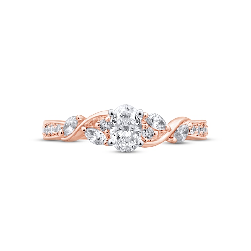 Main Image 3 of Monique Lhuillier Bliss Diamond Engagement Ring 7/8 ct tw Oval, Marquise & Round-cut 18K Two-Tone Gold