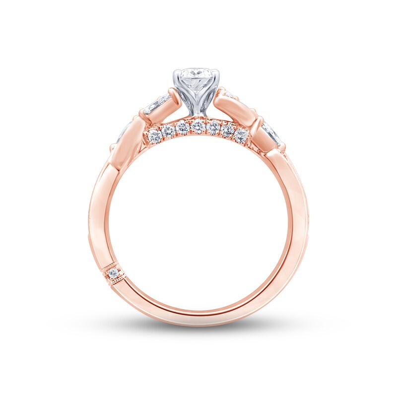 Main Image 4 of Monique Lhuillier Bliss Diamond Engagement Ring 7/8 ct tw Oval, Marquise & Round-cut 18K Two-Tone Gold