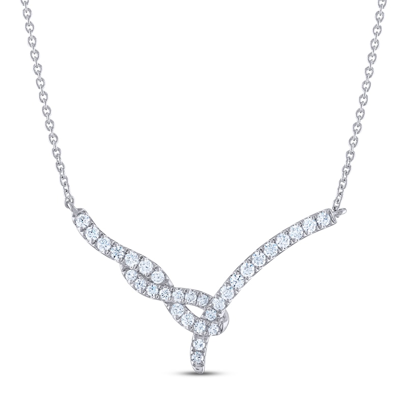 THE LEO Diamond Twist Necklace 1/2 ct tw Round-Cut 14K White Gold 19"