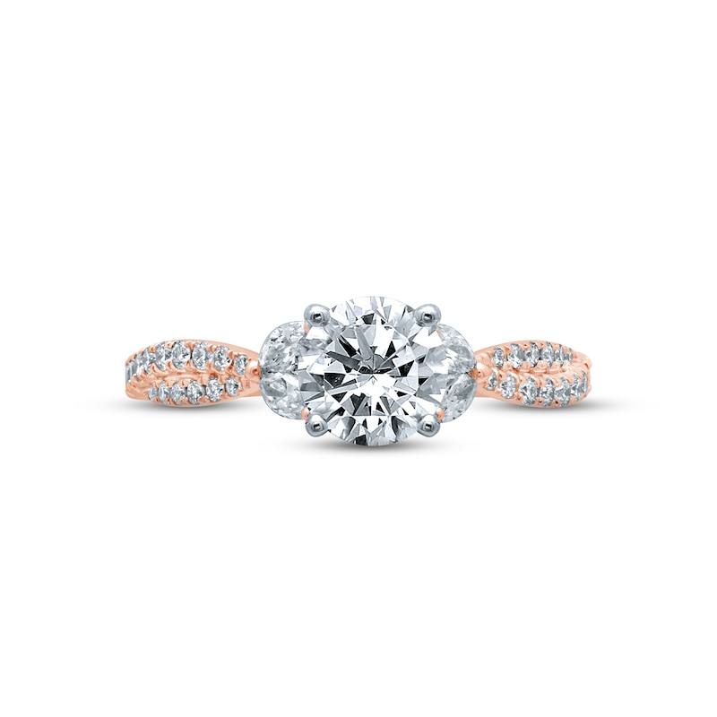 Main Image 3 of Monique Lhuillier Bliss Diamond Engagement Ring 1-3/8 ct tw Round & Marquise-cut 18K Two-Tone Gold