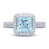 Square-cut Aquamarine Engagement Ring 3/8 ct tw Diamonds 14K White Gold