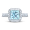 Thumbnail Image 3 of Now + Forever Square-cut Aquamarine Engagement Ring 3/8 ct tw Diamonds 14K White Gold