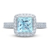 Thumbnail Image 2 of Square-cut Aquamarine Engagement Ring 3/8 ct tw Diamonds 14K White Gold