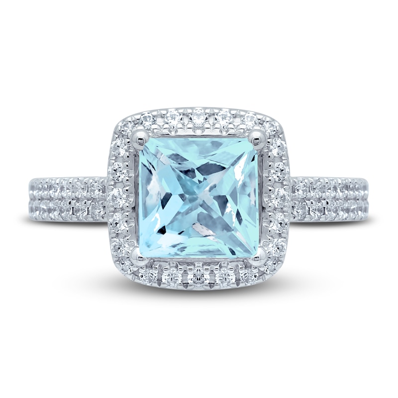 Jewelry Adviser Rings 14k White Gold Aquamarine Diamond Ring Jewelry Adviser Rings 14k White Gold Aquamarine Diamond Ring