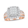 Multi-Diamond Engagement Ring 2 ct tw Princess & Round-cut 14K Rose Gold