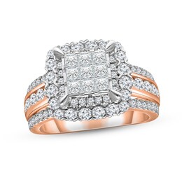 Now + Forever Multi-Diamond Engagement Ring 2 ct tw Princess & Round-cut 14K Rose Gold