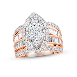 Now + Forever Multi-Diamond Engagement Ring 3 ct tw Round & Baguette-cut 14K Rose Gold