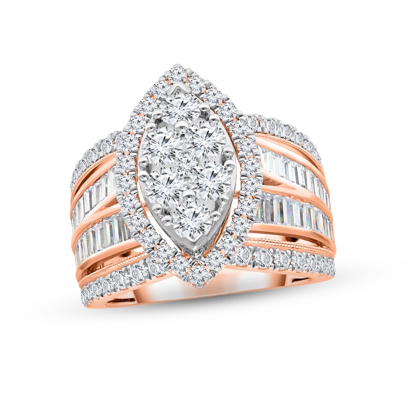 Main Image 1 of Now + Forever Multi-Diamond Engagement Ring 3 ct tw Round & Baguette-cut 14K Rose Gold
