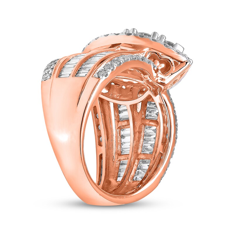 Main Image 3 of Now + Forever Multi-Diamond Engagement Ring 3 ct tw Round & Baguette-cut 14K Rose Gold