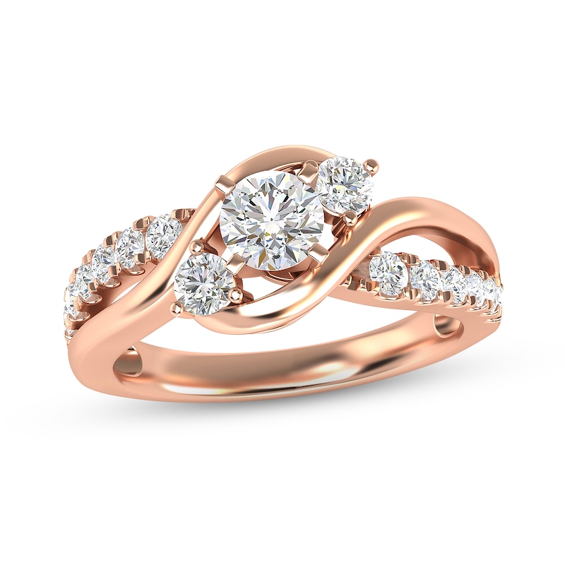 Detective heel Roei uit Three-Stone Diamond Engagement Ring 1 ct tw Round-cut 14K Rose Gold | Kay