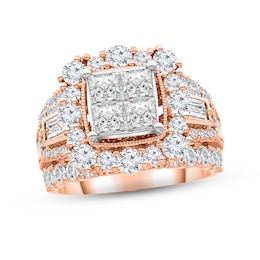 Now + Forever Multi-Diamond Engagement Ring 4 ct tw Princess, Round & Baguette-cut 14K Rose Gold