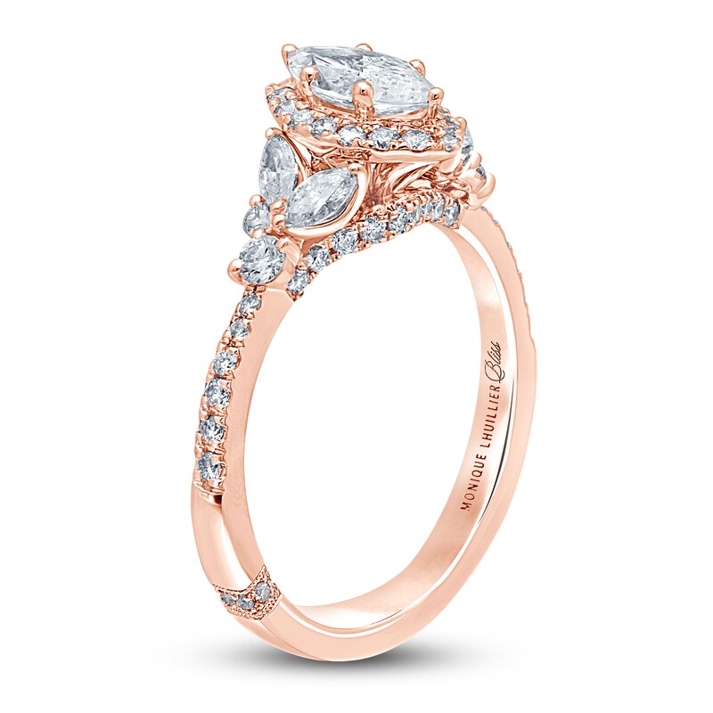 Monique Lhuillier Bliss Diamond Engagement Ring 1-1/8 ct tw Marquise & Round-cut 18K Rose Gold