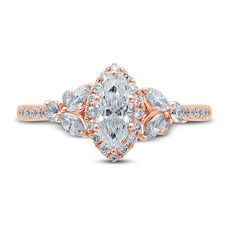 Monique Lhuillier Bliss Diamond Engagement Ring 1-1/8 ct tw Marquise & Round-cut 18K Rose Gold