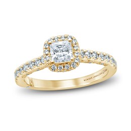 Monique Lhuillier Bliss Diamond Engagement Ring 7/8 ct tw Princess & Round-cut 18K Yellow Gold