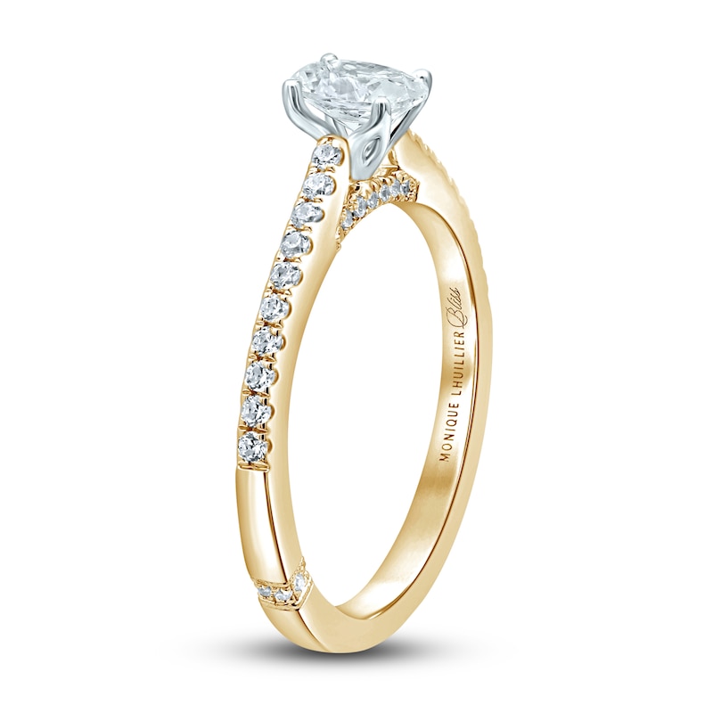 Monique Lhuillier Bliss Diamond Engagement Ring 5/8 ct tw Oval & Round-cut 18K Two-Tone Gold