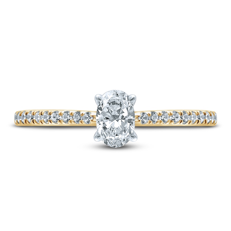 Monique Lhuillier Bliss Diamond Engagement Ring 5/8 ct tw Oval & Round-cut 18K Two-Tone Gold