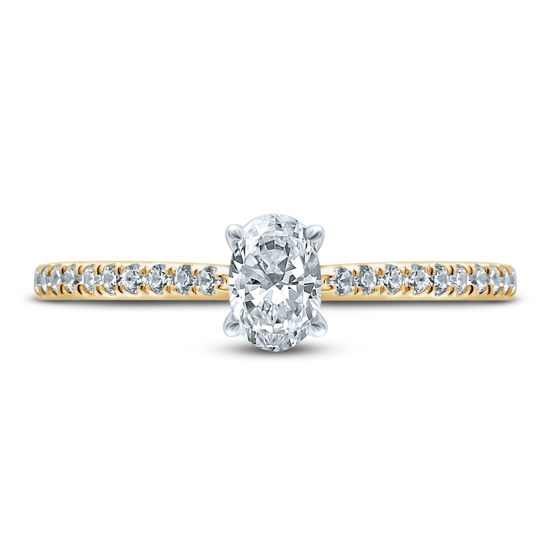 Main Image 3 of Monique Lhuillier Bliss Diamond Engagement Ring 5/8 ct tw Oval & Round-cut 18K Two-Tone Gold