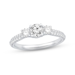 The Kiss Three-Stone Diamond Engagement Ring 1 ct tw Round-cut Platinum