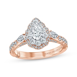 Monique Lhuillier Bliss Diamond Engagement Ring 1-1/4 ct tw Pear & Round-cut 18K Two-Tone Gold