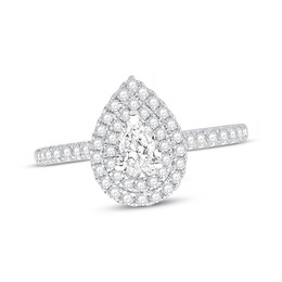 The Kiss Halo Diamond Engagement Ring 1 ct tw Pear & Round-cut Platinum