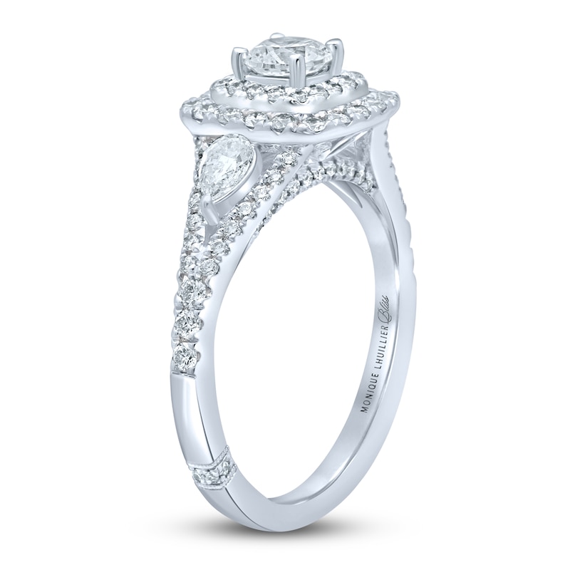 Monique Lhuillier Bliss Diamond Engagement Ring 1-1/6 ct tw Round & Pear-shaped 18K White Gold