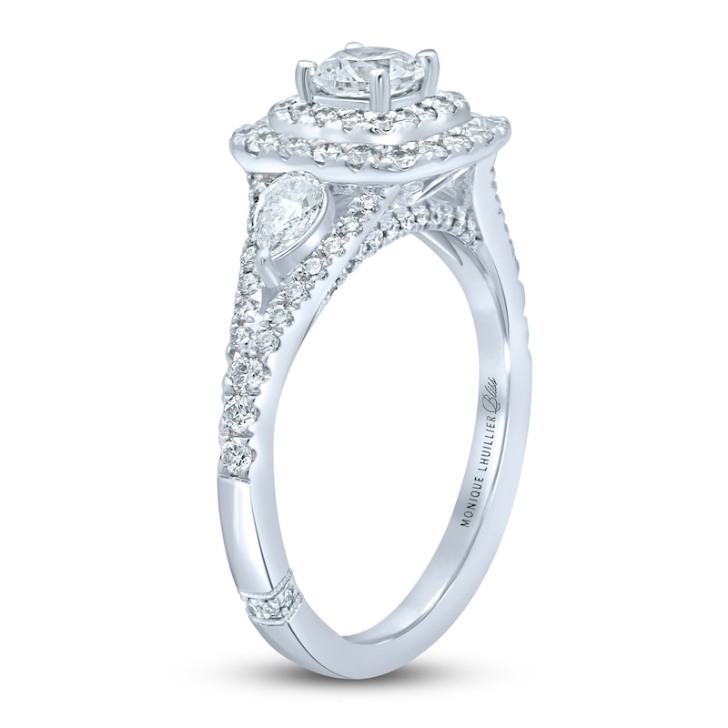 Main Image 2 of Monique Lhuillier Bliss Diamond Engagement Ring 1-1/6 ct tw Round & Pear-shaped 18K White Gold