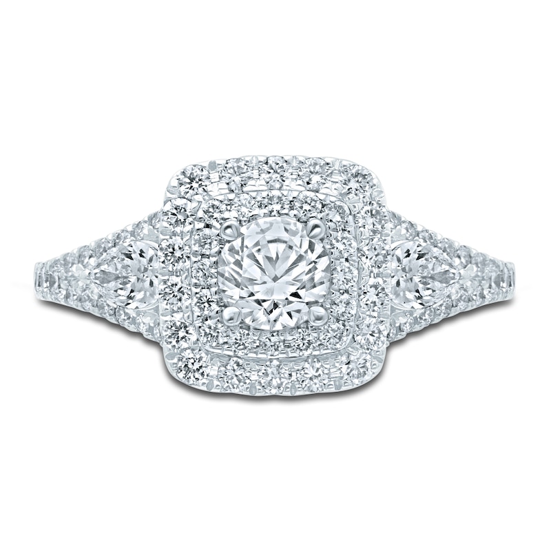 Main Image 3 of Monique Lhuillier Bliss Diamond Engagement Ring 1-1/6 ct tw Round & Pear-shaped 18K White Gold