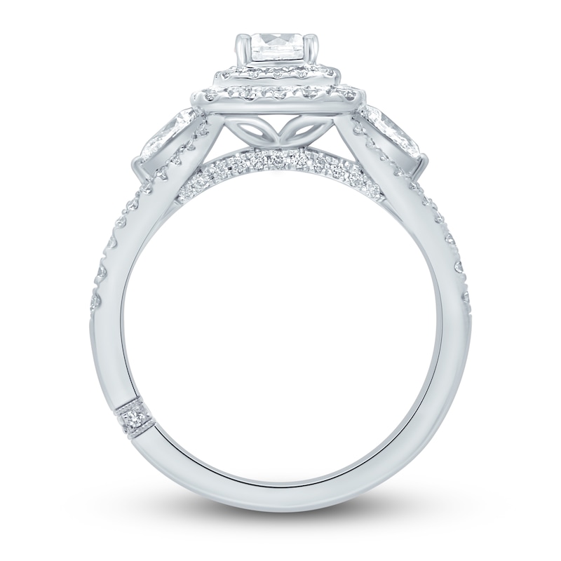 Monique Lhuillier Bliss Diamond Engagement Ring 1-1/6 ct tw Round & Pear-shaped 18K White Gold