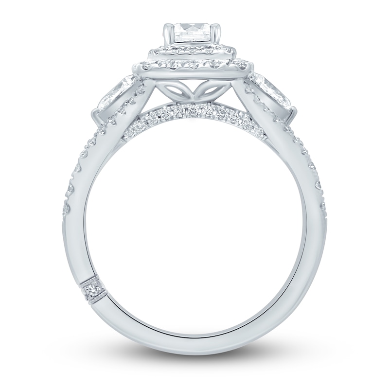 Main Image 4 of Monique Lhuillier Bliss Diamond Engagement Ring 1-1/6 ct tw Round & Pear-shaped 18K White Gold