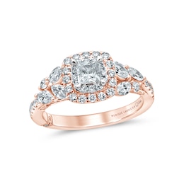 Monique Lhuilllier Bliss Diamond Engagement Ring 1-1/6 ct tw Princess, Marquise & Round-cut 18K Two-Tone Gold