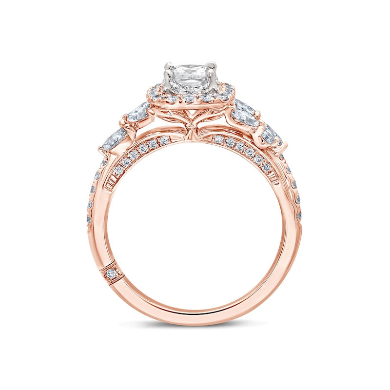 Monique Lhuilllier Bliss Diamond Engagement Ring 1-1/6 ct tw Princess, Marquise & Round-cut 18K Two-Tone Gold
