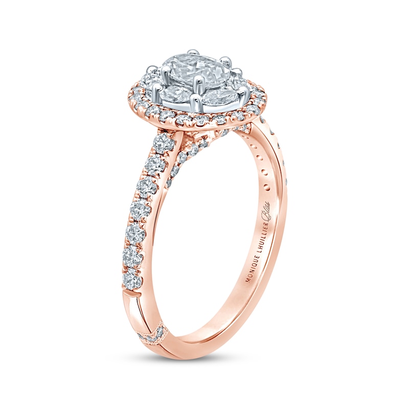 Monique Lhuillier Bliss Diamond Engagement Ring 1-1/4 ct tw Oval, Marquise & Round-cut 18K Two-Tone Gold