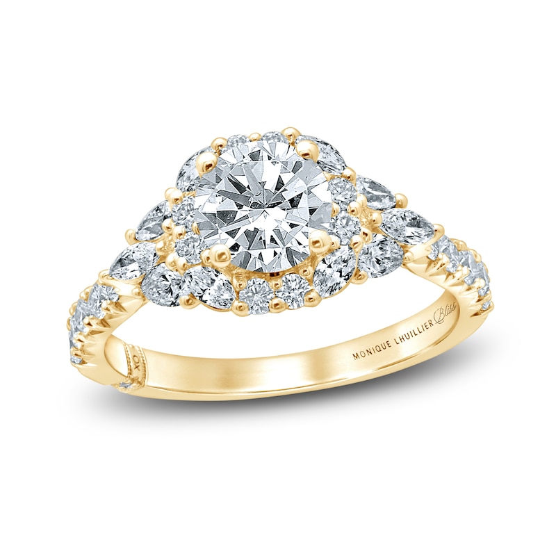 Monique Lhuillier Bliss Diamond Engagement Ring 1-7/8 ct tw Round, Marquise & Pear-shaped 18K Yellow Gold