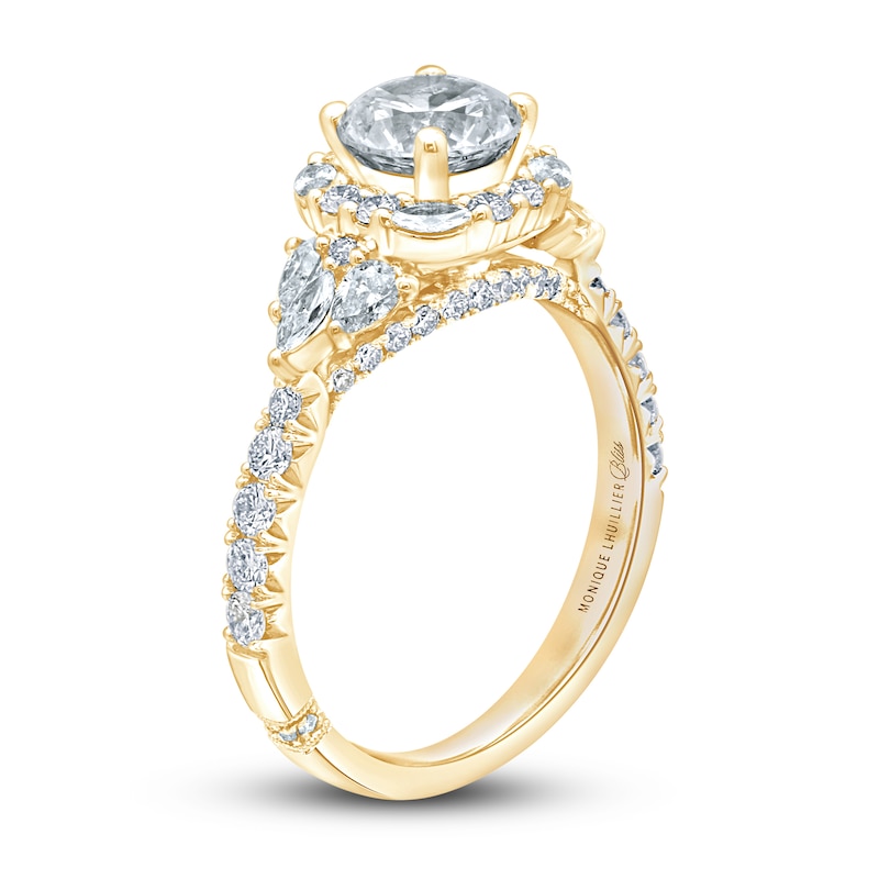 Monique Lhuillier Bliss Diamond Engagement Ring 1-7/8 ct tw Round, Marquise & Pear-shaped 18K Yellow Gold