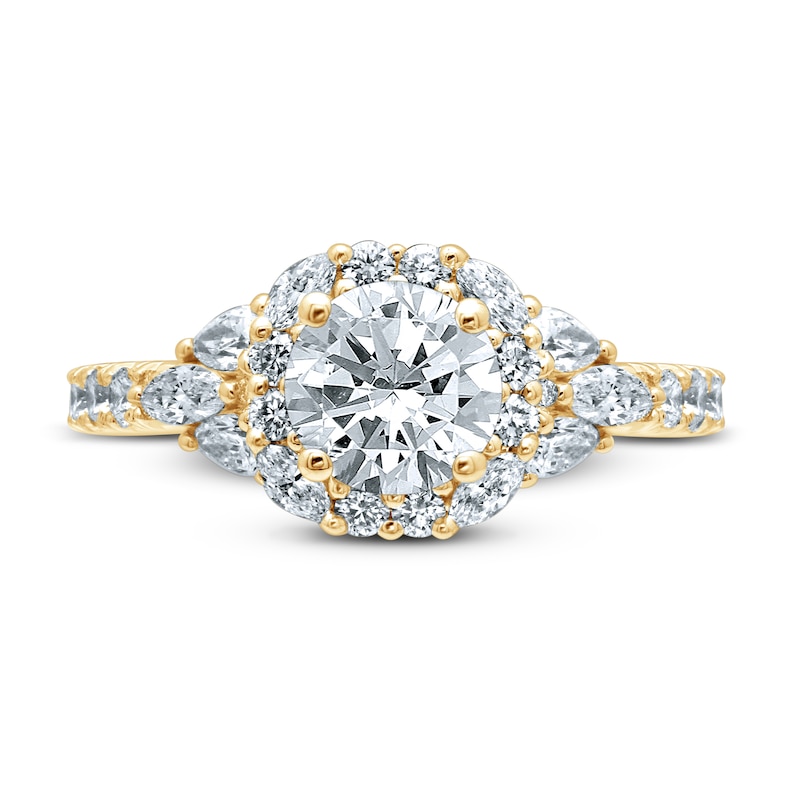 Monique Lhuillier Bliss Diamond Engagement Ring 1-7/8 ct tw Round, Marquise & Pear-shaped 18K Yellow Gold